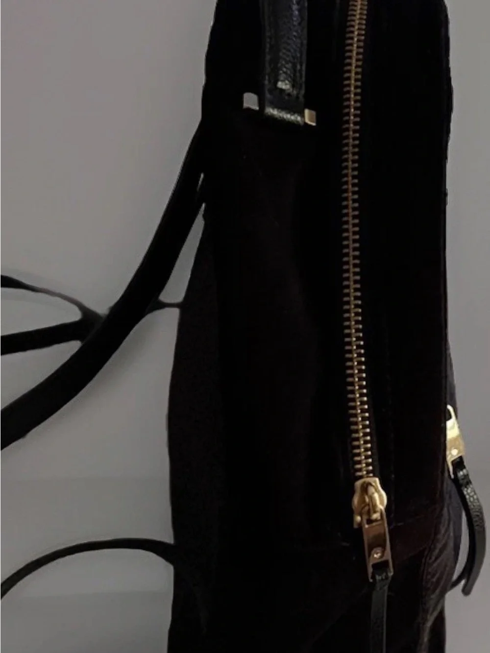 kate spade Black Velvet  Mini Backpack with Gold Zippers